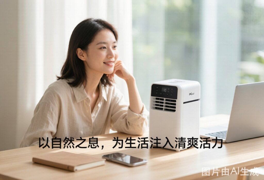 This $29.99 Mini AC Saved My Summer (No, Really) Person using portable mini AC unit on desk during hot summer